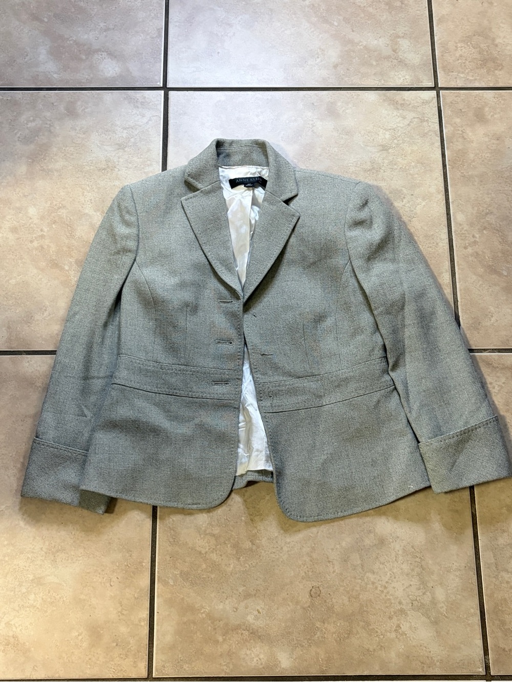 Anne Klein Light Gray Tailored Wool-Blend Blazer